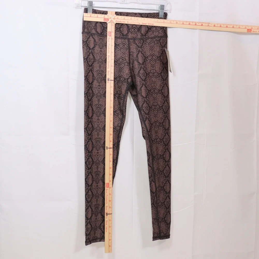 Becca‎ Leggings Small Brown Womens Snakeskin Print High Waist Yoga Pants NWT